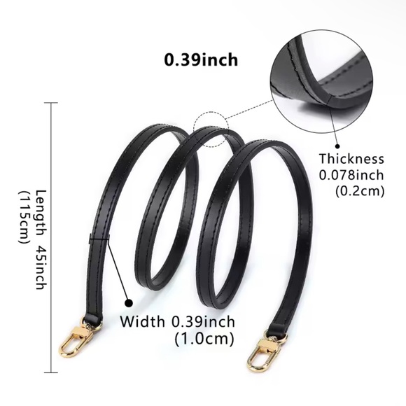 Genuine Leather Purse Strap Replacement Black - Picture 5 of 6